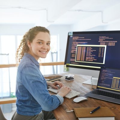 Female IT Developer at Workplace